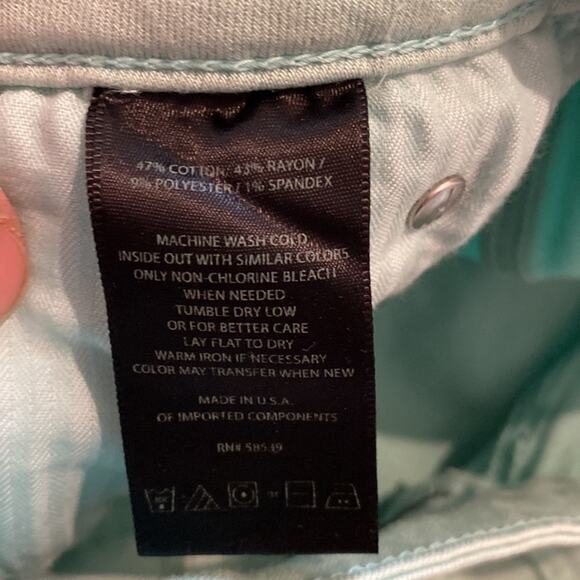 Kut from the Kloth Diana Skinny Mint Green Denim Jeans EUC Sz 6 Stretchy Midrise - Picture 3 of 11